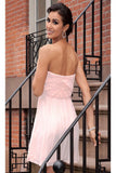 Pretty Pink Simple Cheap Chiffon Strapless Homecoming Dress K63