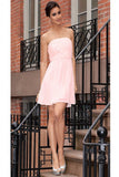 Pretty Pink Simple Cheap Chiffon Strapless Homecoming Dress K63