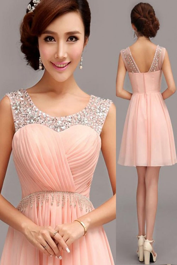 Custom Made Pink Chiffon Short High Low Homecoming Dress K65