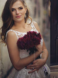 Romantic Sheath Backless Lace Wedding Dresses,Cheap Bridal Gown OKH85
