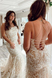 Mermaid Backless Lace Long Prom Dress Formal Evening Dresses OK1999