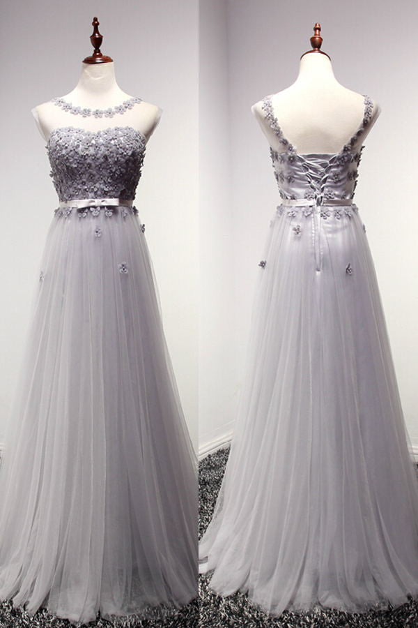 Newest Charming Lace Long Cap Sleeves Prom Dresses PDnew