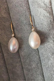 Drop Pearl Earrings with 18K Gold Posts and Zircons P9