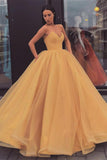 Sweetheart Yellow Long Modest Prom Gowns, Long A-line Fashion Prom Dress OKP79