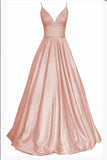 Beautiful A-line Spaghetti Straps Long Prom Dress Bridesmaid DressOKW62