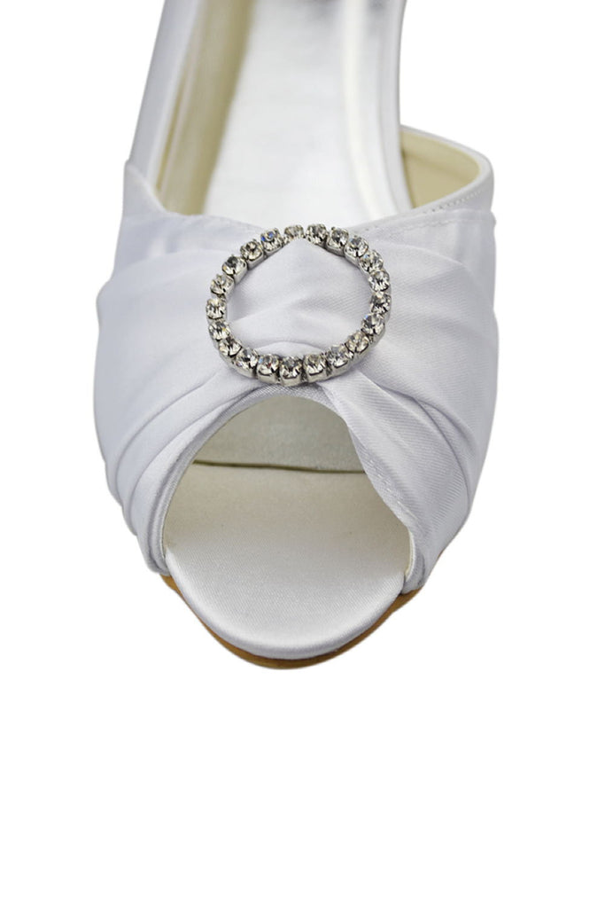 White Handmade Comfy Peep Toe Women Shoes For Wedding S40