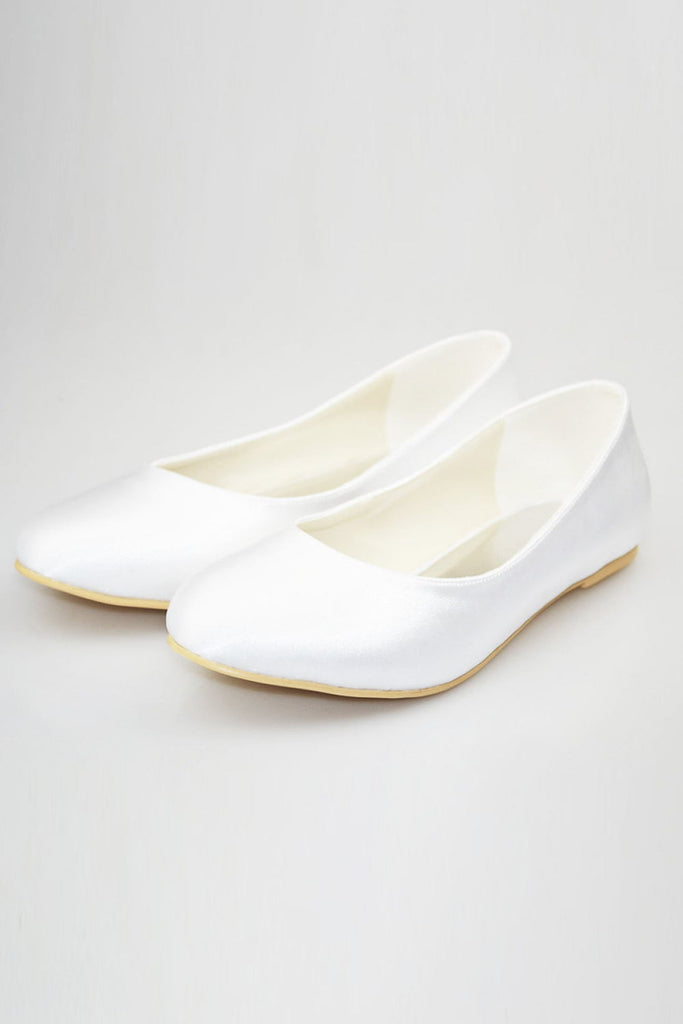 Simple Comfortable White Close Toe Shoes For Wedding S49