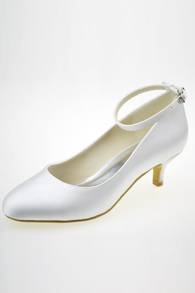 Elegant Low Heel Ankle Strap Simple Handmade Wedding Shoes S50