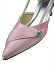 Pink Low Heel Pointed Toe Handmade Comfy Wedding Shoes S55