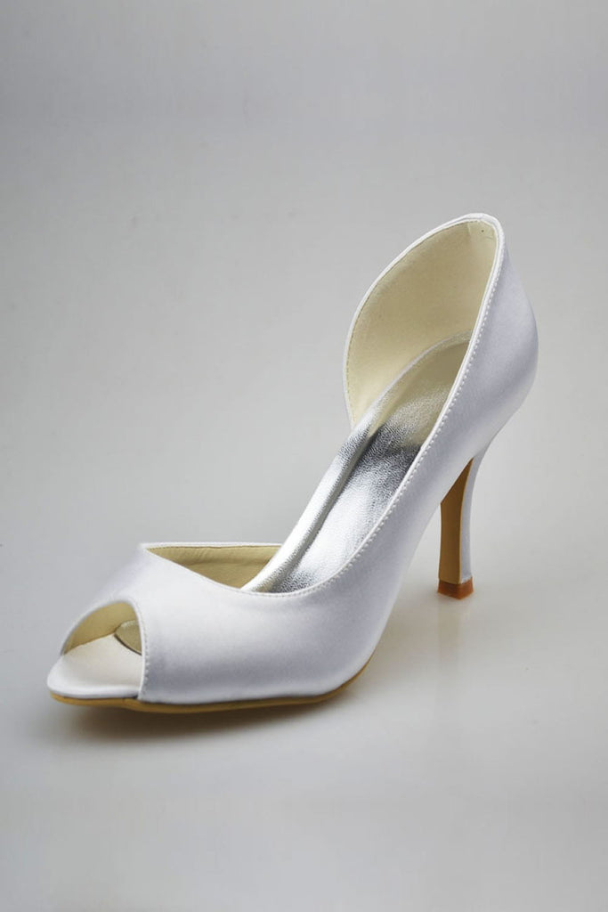 Simple White Peep Toe Beautiful Women Shoes For Wedding S60