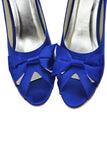 Beautiful Handmade Royal Blue High Heel Peep Toe Shoes For Wedding S62