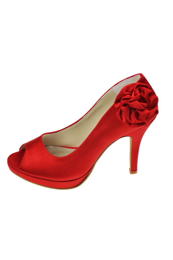 Beautiful Light Red Peep Toe High Heel Wedding Shoes S69