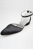 Lovely Black Beaded Handmade Ankle Strap Women Shoes S77