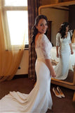 Mermaid V-Neck Half Sleeve Elegant Wedding Dress Vintage Lace Spandex Bridal Dress OKW26