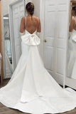 Simple Ivory Satin Mermaid V Neck Wedding Dresses, Bridal Gowns OK1889