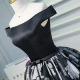 A Line Black Off the Shoulder Homecoming Dresses, Short Prom Dresses OKN69