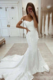 Off The Shoulder Mermaid Elegant Long Wedding Dress With Lace Appliques OK1057