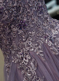 Beautiful Spaghetti Straps Lace Appliques Long Prom Dress Evening Dress OKR49