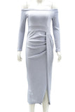 Simple Half Sleeves Fashion Gray Prom Dress Casual Dress P0924