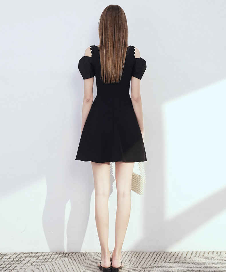 Simple Style Black Short Prom Dress Vintage Cute Homecoming Dress K923