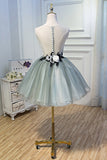 Simple Scoop Necking Short Lace Tulle Homecoming Dress Party Dress OK917