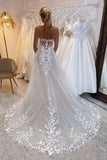 A Line Off the Shoulder Tulle Wedding Dress with Appliques N092