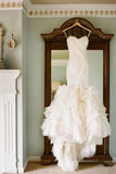 Mermaid Wedding Dresses,Sweetheart Wedding Dress,Ruffles Wedding Gown,Off White Bridal Dress