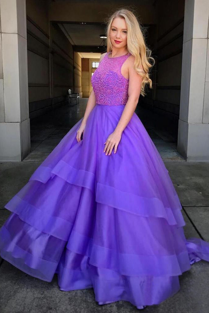 Beaded Bodice Ball Gown Prom Dresses Simple Quinceanera Dresses OKH64