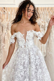 A Line Sweetheart Off the Shoulder Lace Wedding Dress N090