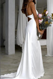 Cowl Neckline Mermaid Spaghetti Straps Long Wedding Dress OK1418
