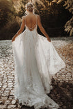 Elegant A Line V Neck Tulle Lace Wedding Dress N128