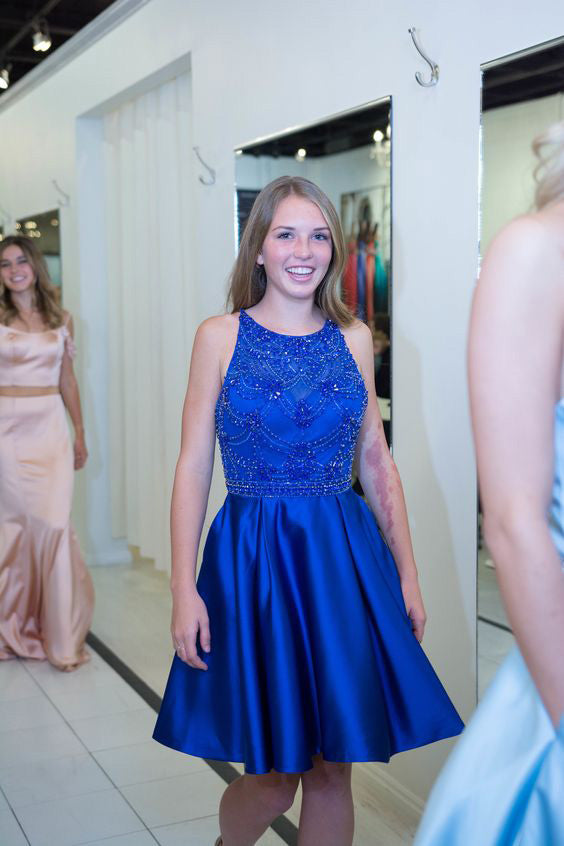 Royal Blue Short Prom Dresses, Homecoming Dress For Graduation Party OKL78