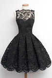 A-Line Short Sleeveless Vintage Black Lace Prom/Homecoming Dresses new OK229