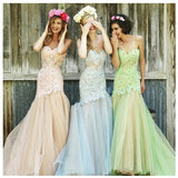 Mermaid Sweetheart Tulle Bridesmaid Dress,Long Lace Fashion Prom Dresses OK514