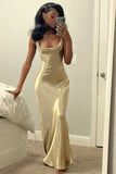 Gold Mermaid Sexy Prom Dress Long Evening Dress Formal Party Gown OK1407