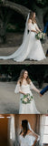 Romantic Ivory Off-the-shoulder A Line Long Chiffon Lace Bridal Gowns OKG45