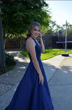 Royal Blue Beading Princess Ball Gown Prom Dress, Sexy Party Dress For Teens OK104