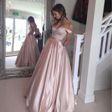 new A Line Pink Burgundy Prom Dress With Pockets, Long Evening Party Dresses OK103