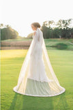 Alencon Lace Edge Cathedral Tulle Ivory Wedding Veils WV15