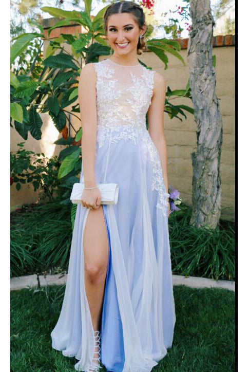 Affordable Prom Dress,See Through Prom Dresses,Chiffon Prom Dress,Slit Prom Dress,Graduation Party Dresses