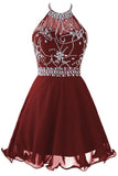 Cute Homecoming Dresses,A Line Homecoming Dresses,Chiffon Homecoming Dresses,Short Prom Dresses,Halter Prom Dresses,Burgundy Prom Dresses,Graduation Dresses,Sweet 16 Dresses,Beading Homecoming Dresses