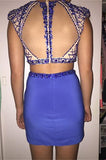 High Neck Beaded Two Pieces Mermaid Homecoming Dress K474