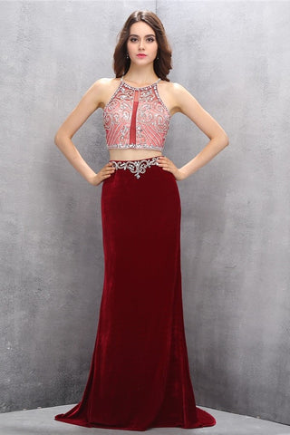 Gorgeous Long Beaded 2 Pieces Beading Mermaid Evening Gowns Prom Dress K622