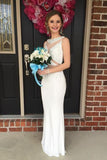 White Sequin Shiny Long Elegant Beaded Mermaid Party Prom Dress K642