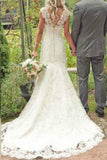 Gorgeous Ivory Trumpet Mermaid Court Train Lace Country Wedding Dresses OK594