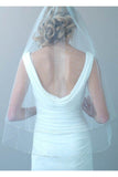 2 Layers Beaded Wedding Veils with Blusher Fingertip WV5