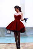 Chic Homecoming Dresses,Sweetheart Homecoming Dress,Burgundy Homecoming Dresses,Short Prom Dresses,A Line Prom Dress