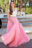Two Piece Prom Dresses,Beading Prom Gown,Off the Shoulder Prom Dress,Pink Prom Dress,Blue  Prom Dress