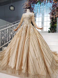Stunning Ball Gown Long Sleeves Prom Dresses, Pretty Quinceanera Dresses OKP64