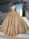 Stunning Ball Gown Long Sleeves Prom Dresses, Pretty Quinceanera Dresses OKP64